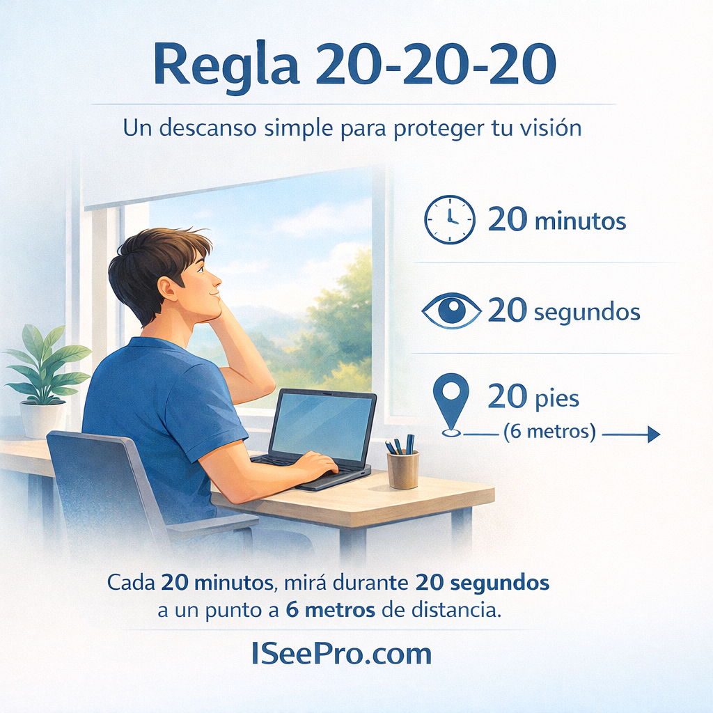 Regla 20-20-20 para descanso visual